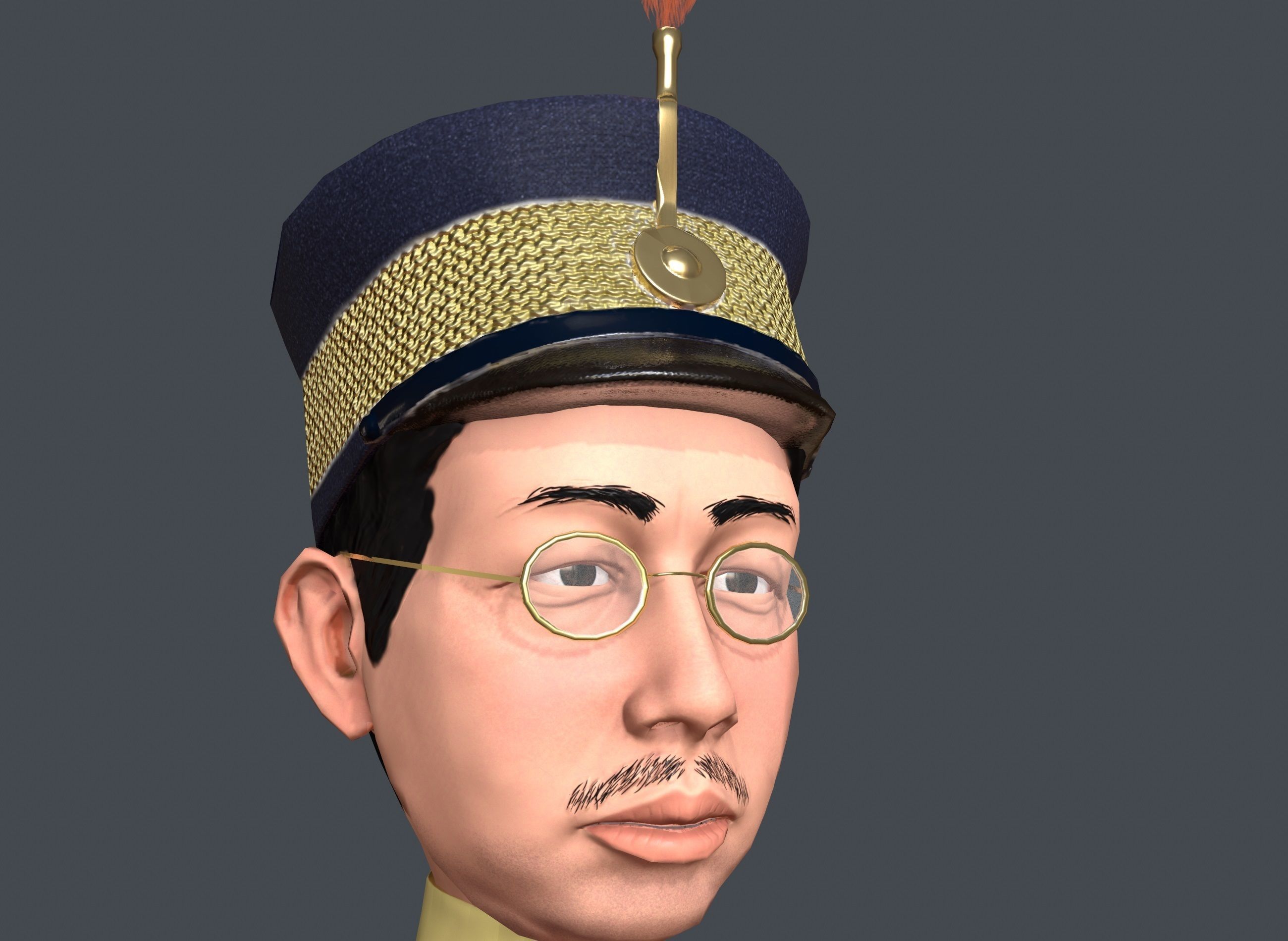Emperor Hirohito rigged animated low poly 3d character  Low-poly 3D model_6