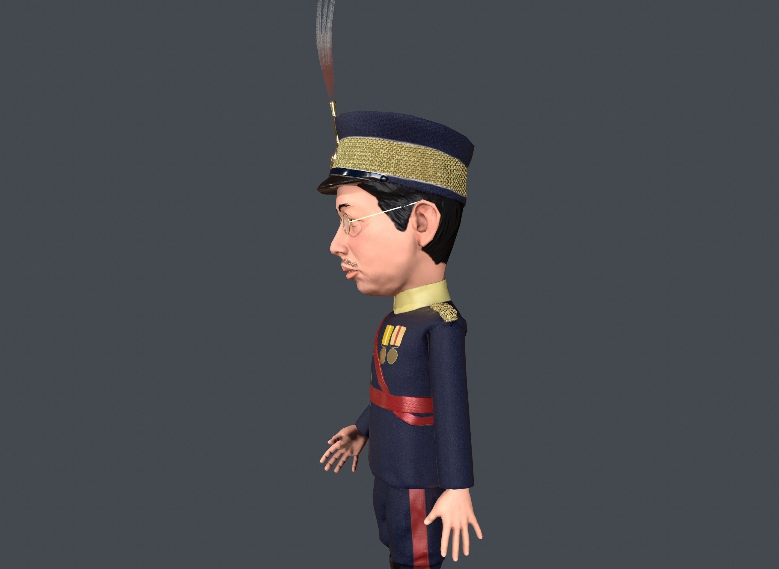 Emperor Hirohito rigged animated low poly 3d character  Low-poly 3D model_5