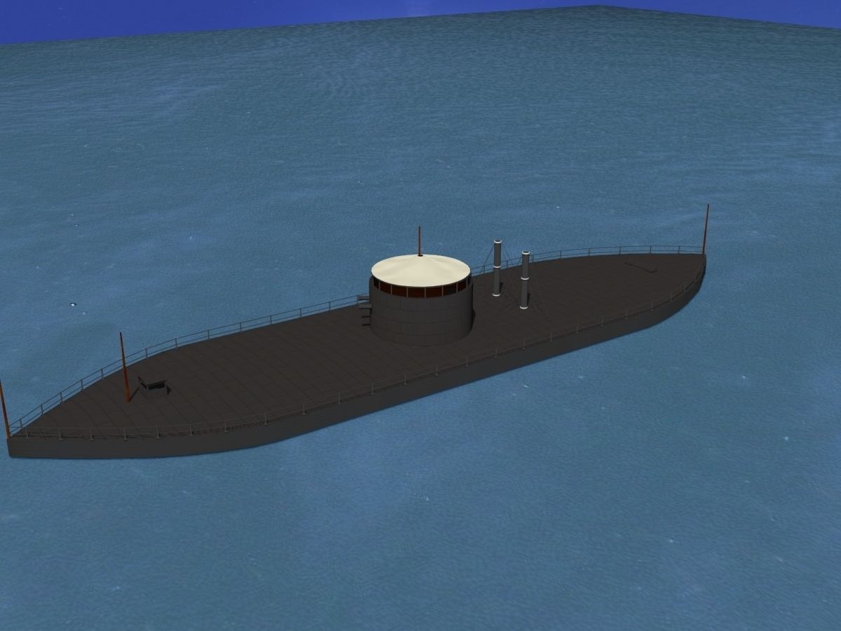 USS Monitor Ironclad 3D model_7