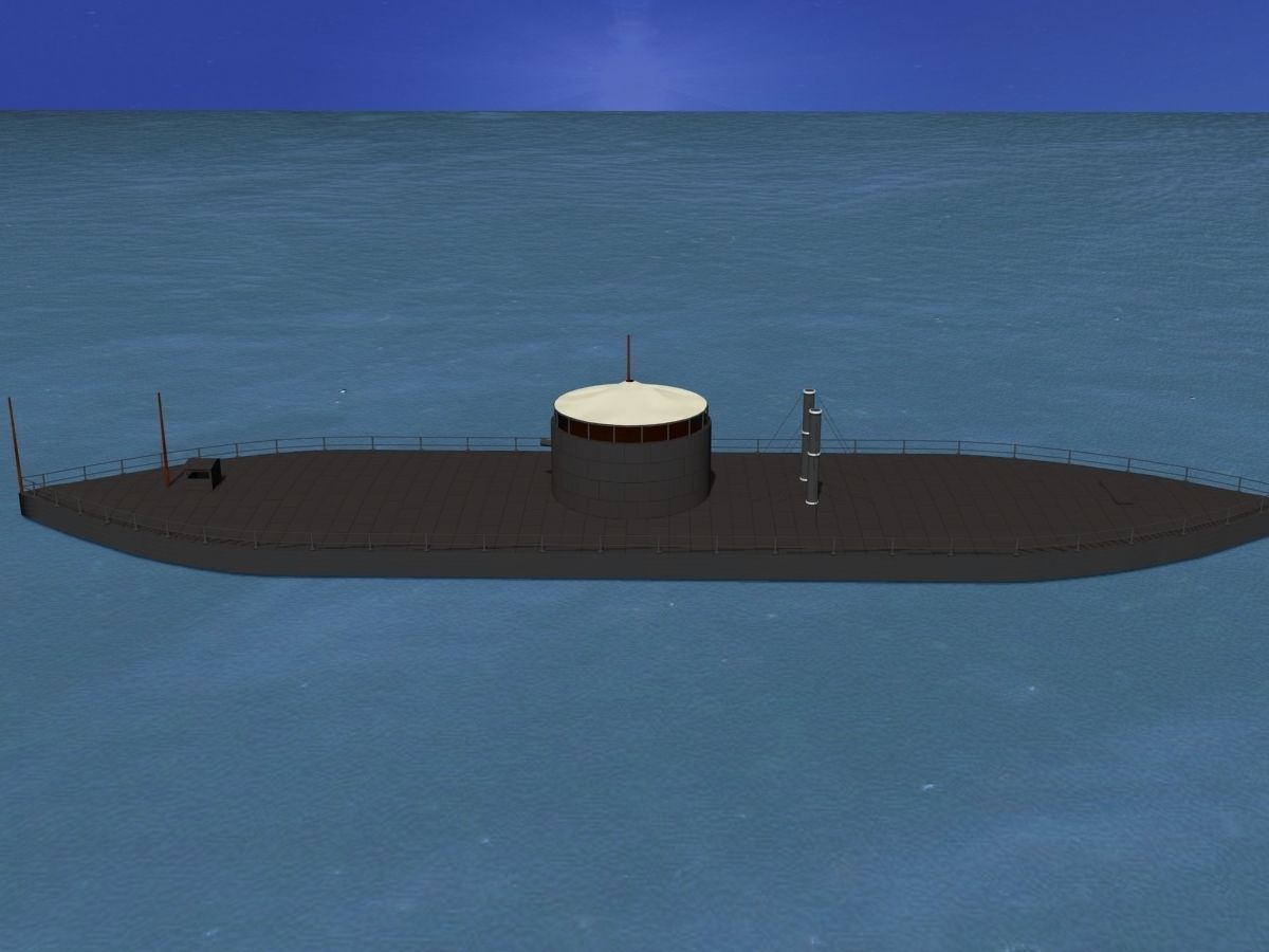 USS Monitor Ironclad 3D model_9