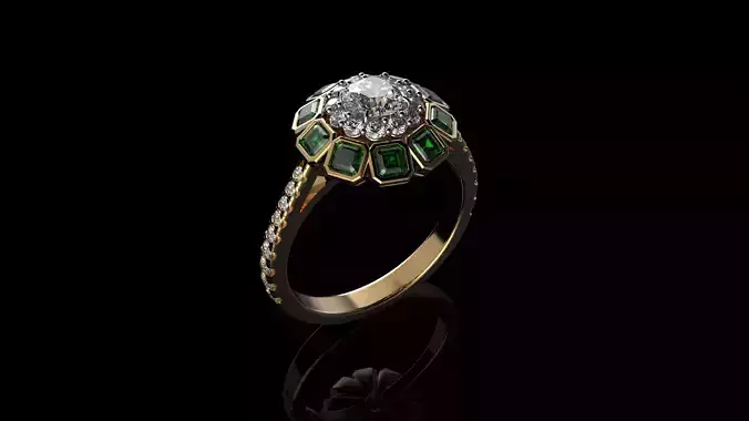 Color Stone and Diamond Ring 