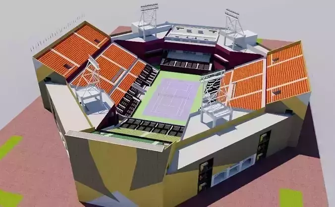 Khalifa International Tennis - Doha Qatar Low-poly 3D model