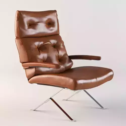 Hughes leather lounge chair with chrome legs
