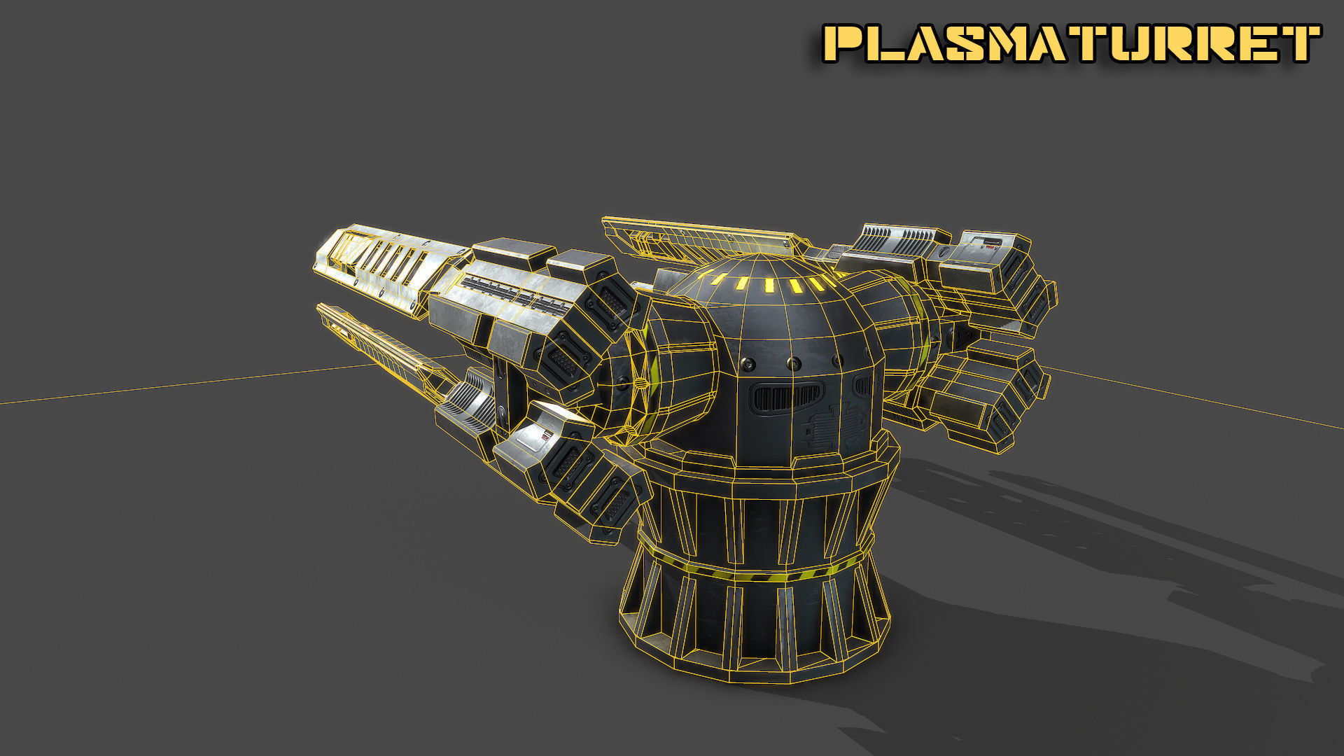 Spaceship plasma turret Low-poly 3D model_7