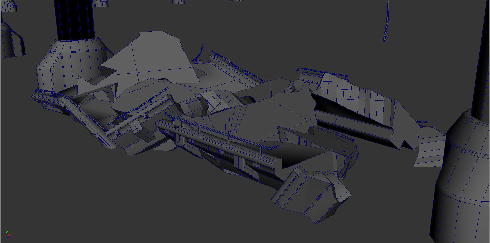 Broken Bridge Low-poly 3D model_21