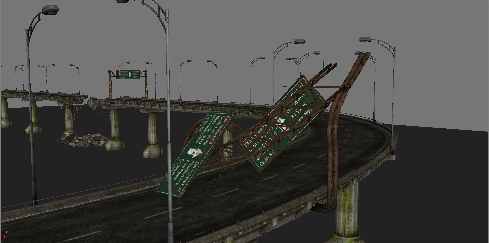 Broken Bridge Low-poly 3D model_29