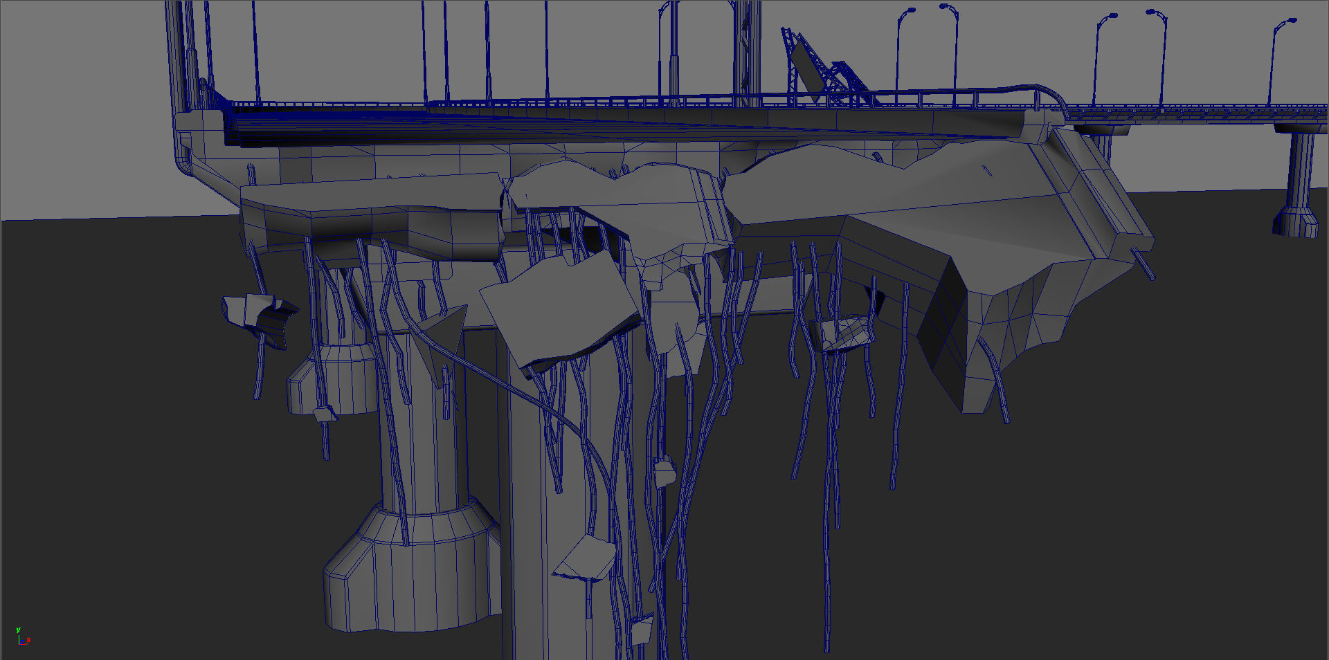 Broken Bridge Low-poly 3D model_14