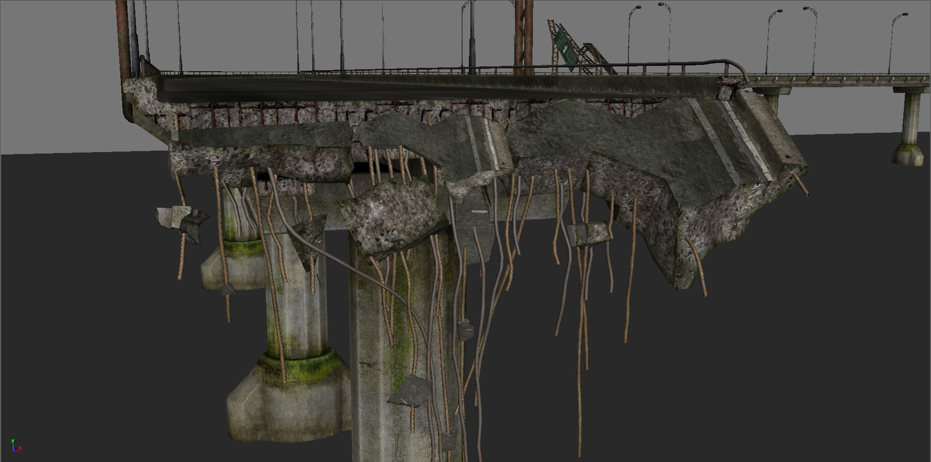 Broken Bridge Low-poly 3D model_2