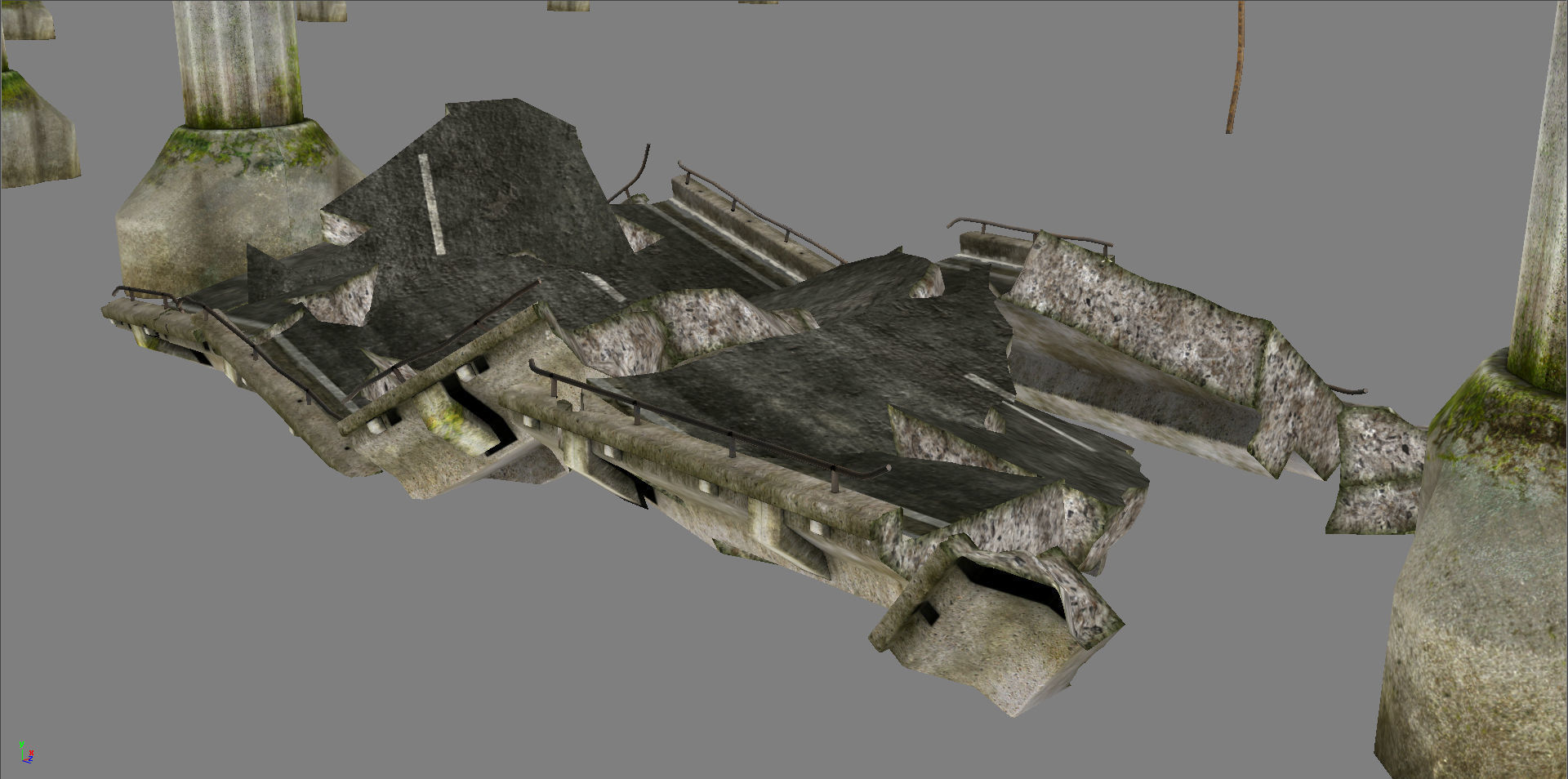 Broken Bridge Low-poly 3D model_15