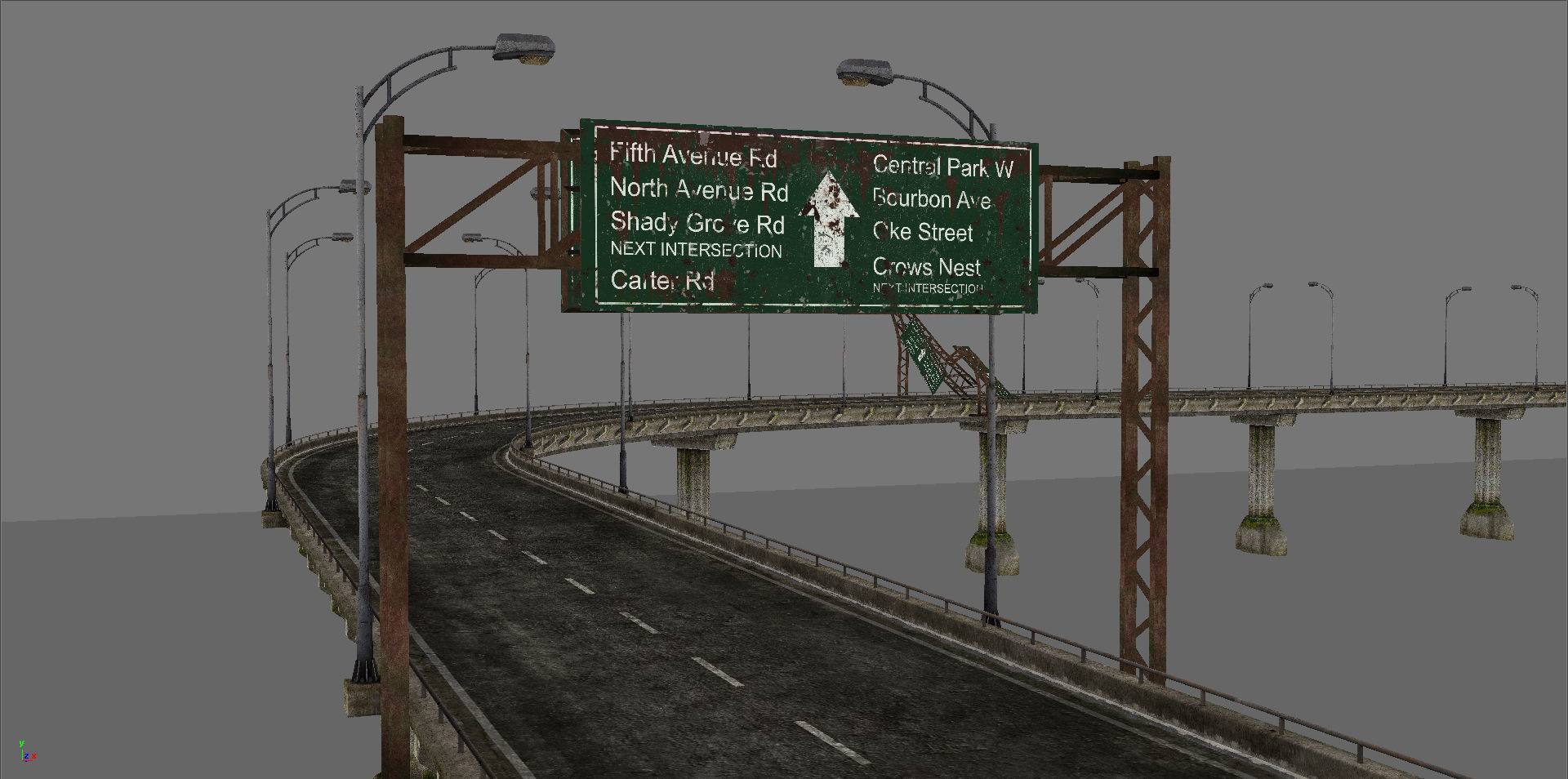 Broken Bridge Low-poly 3D model_7