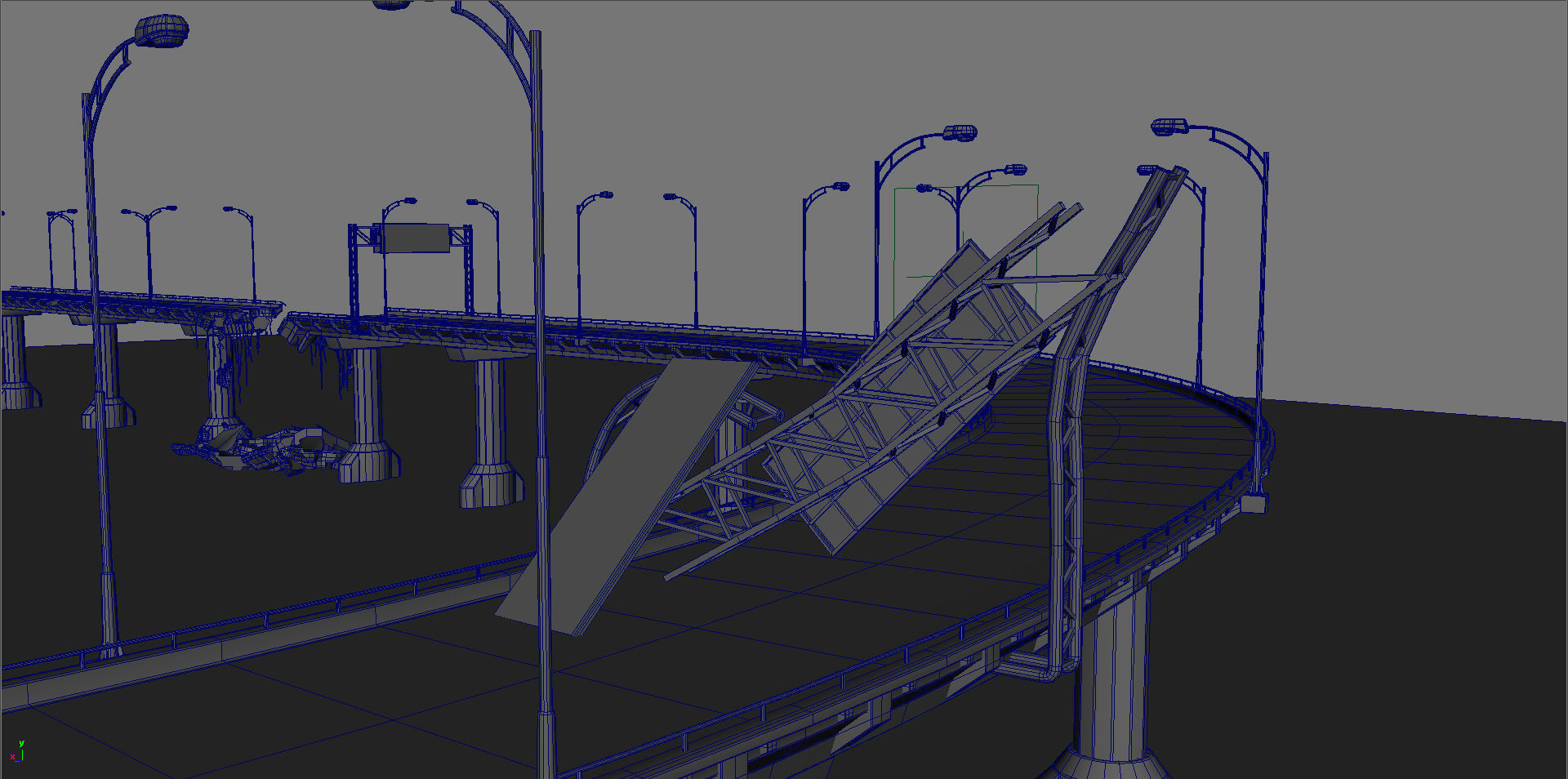 Broken Bridge Low-poly 3D model_33