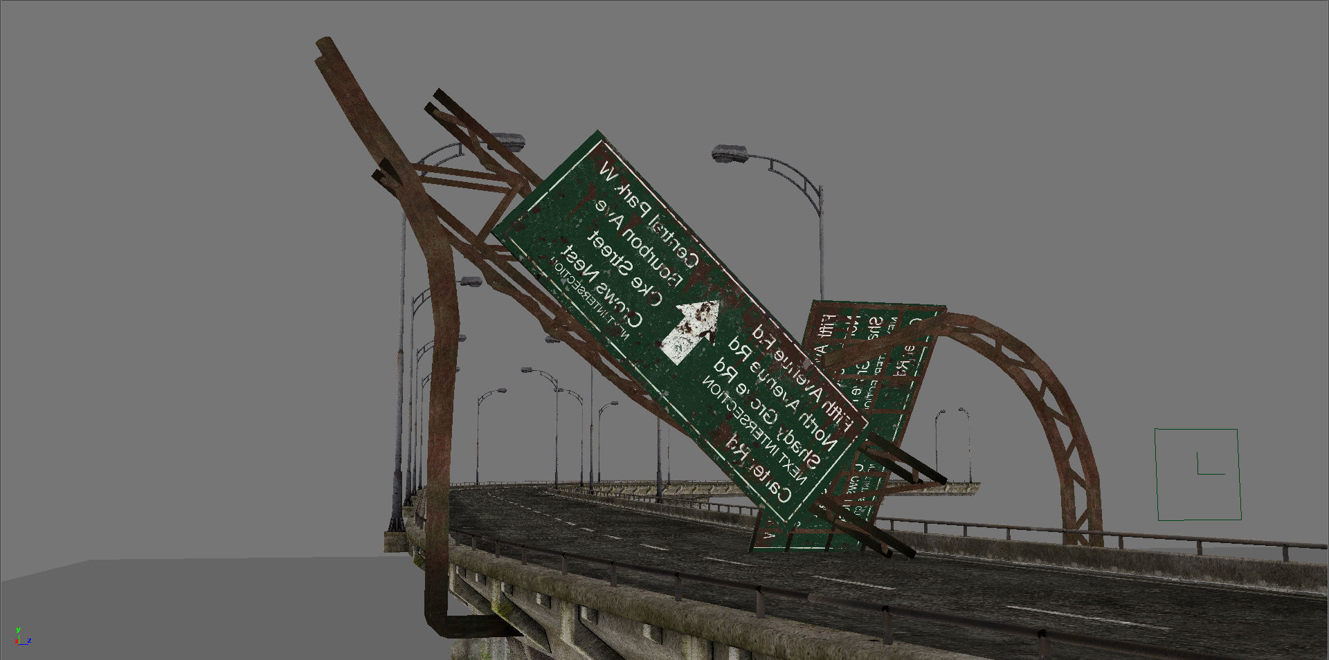 Broken Bridge Low-poly 3D model_13