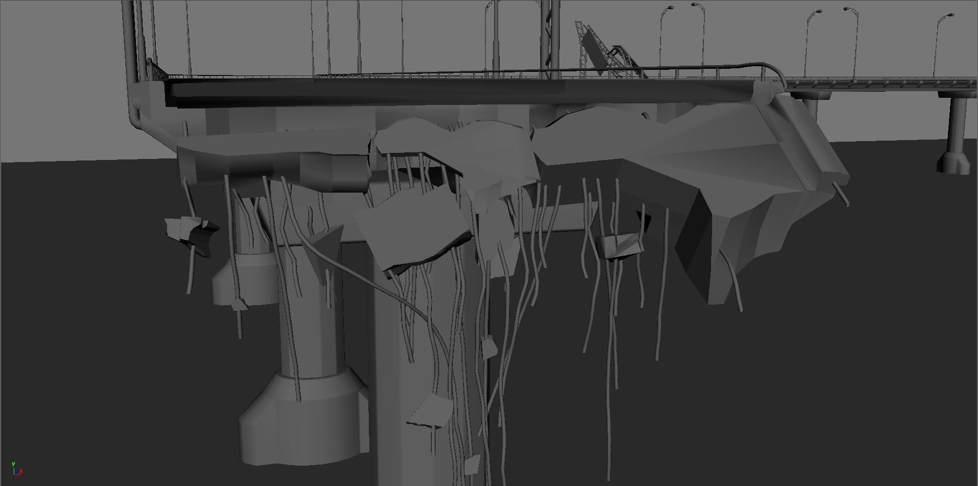 Broken Bridge Low-poly 3D model_17