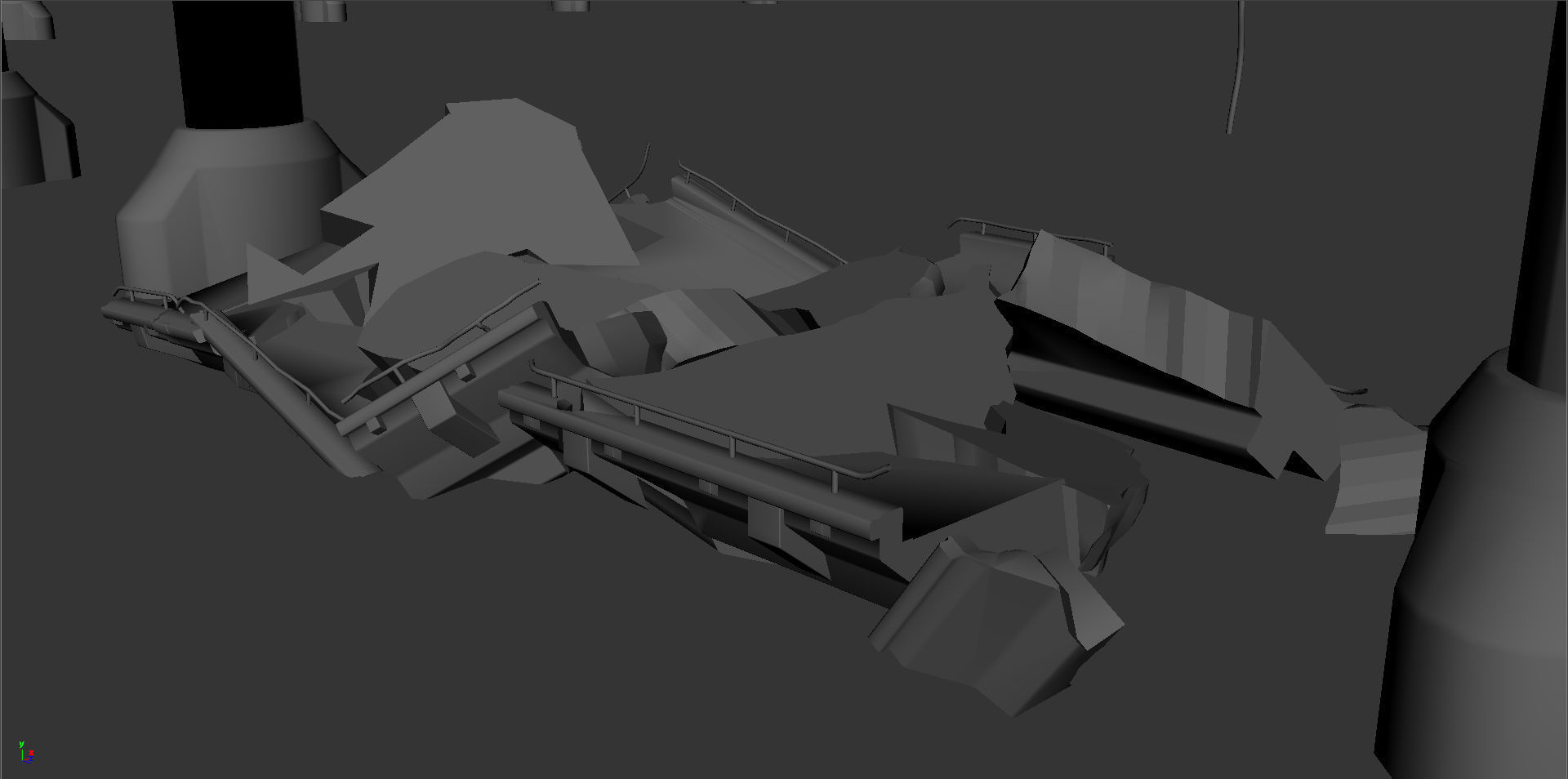 Broken Bridge Low-poly 3D model_16