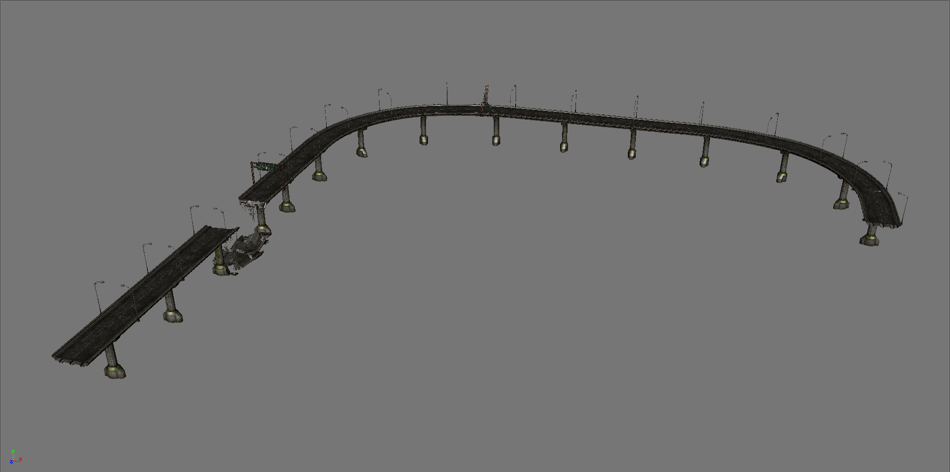 Broken Bridge Low-poly 3D model_28