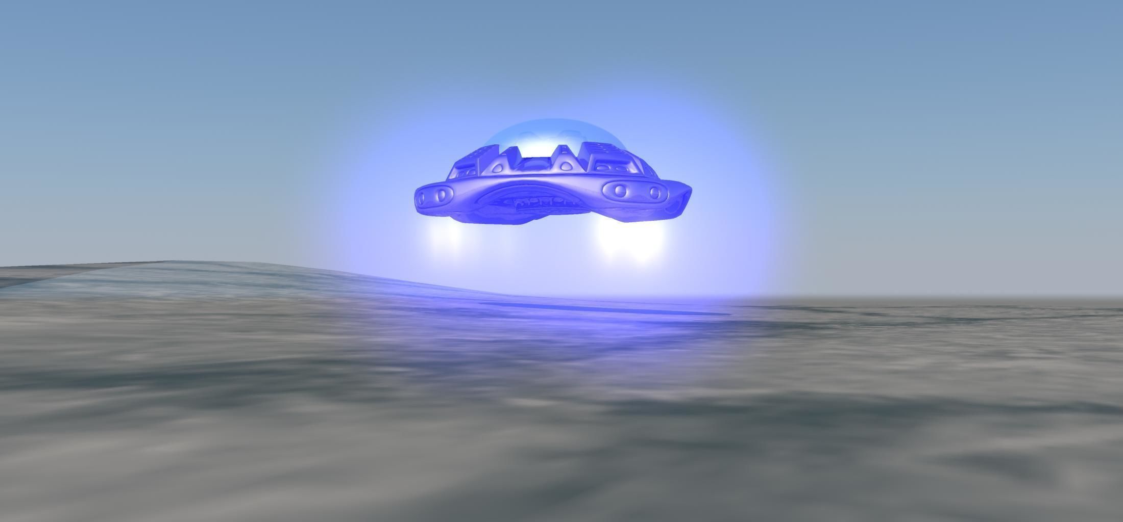 UFO 2 flying in sky 3D model_2
