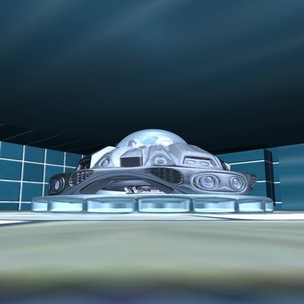 UFO 2 flying in sky 3D model_1