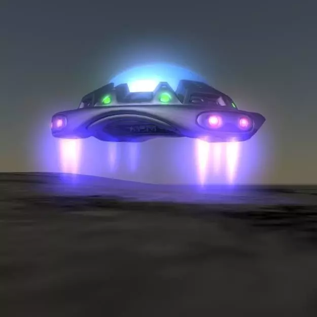 UFO 2 flying in sky 3D model_0