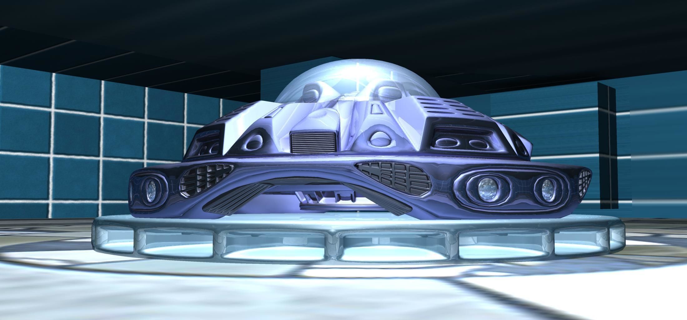 UFO 2 flying in sky 3D model_3