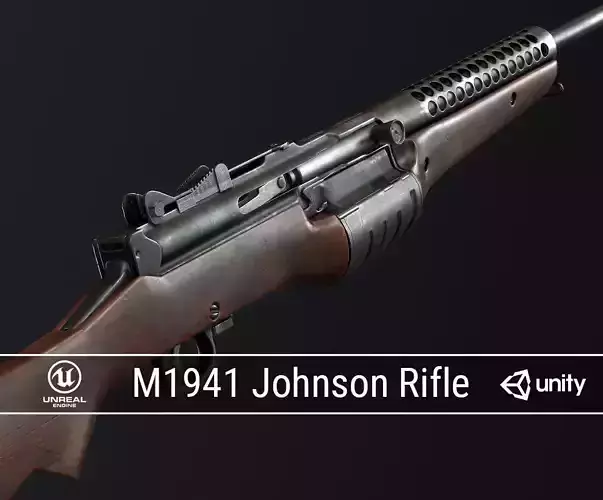 PBR M1941 Johnson Rifle Low-poly 3D model