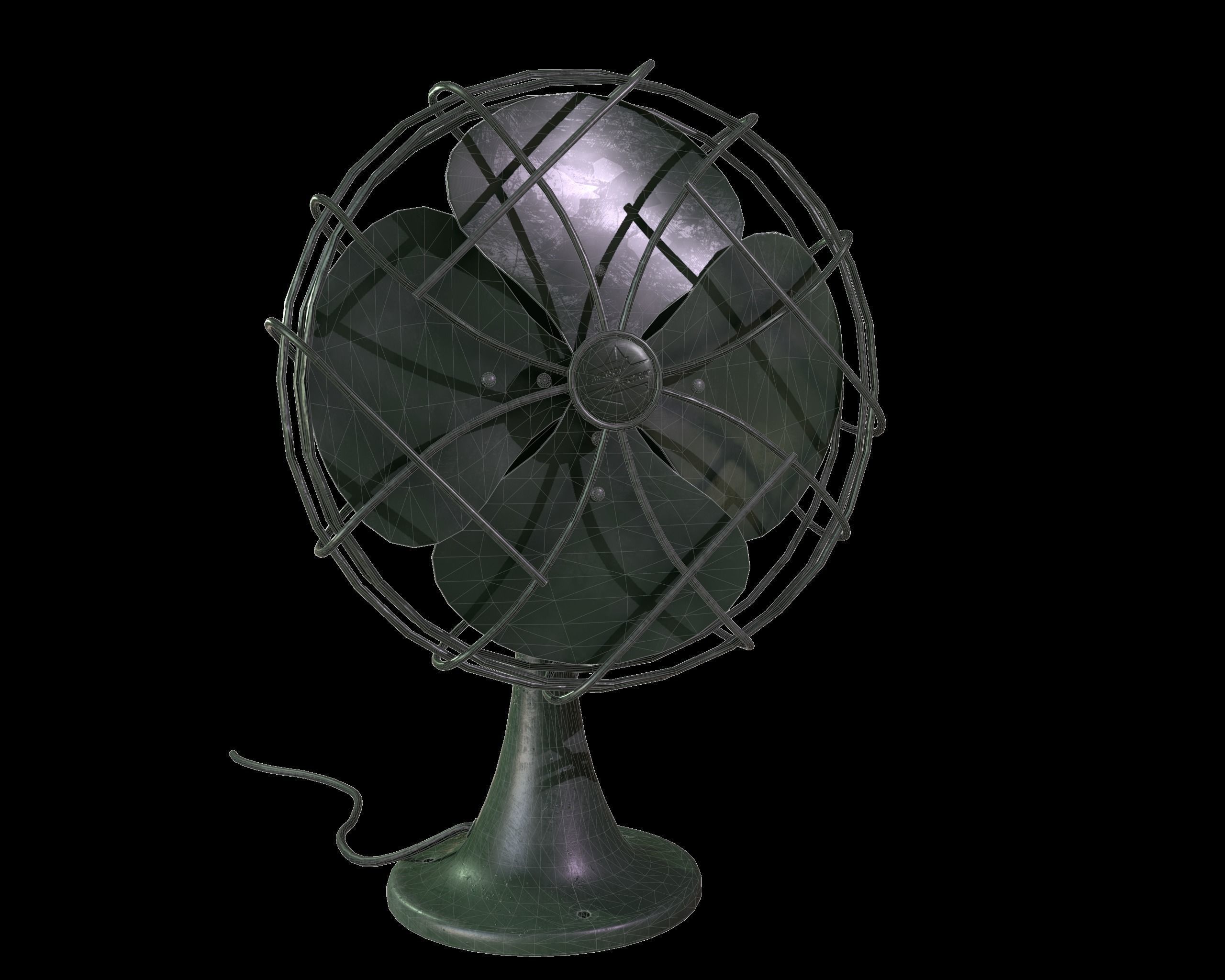 Vintage Eletric Fan Low-poly 3D model_3