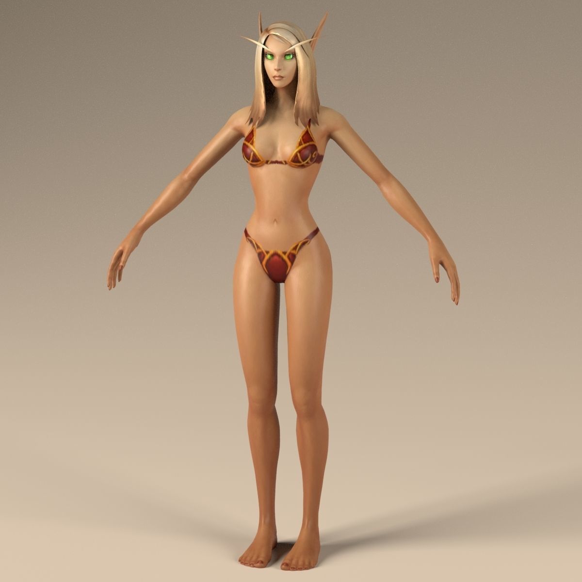 Bloodelf Female Full Rig and HumanIK Low-poly 3D model_1