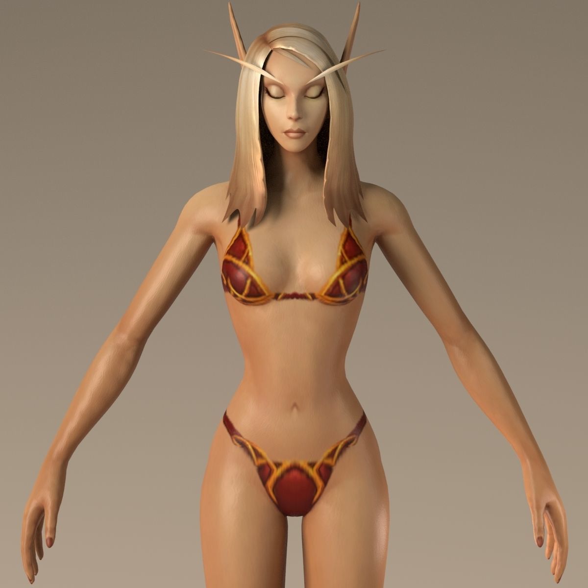 Bloodelf Female Full Rig and HumanIK Low-poly 3D model_6