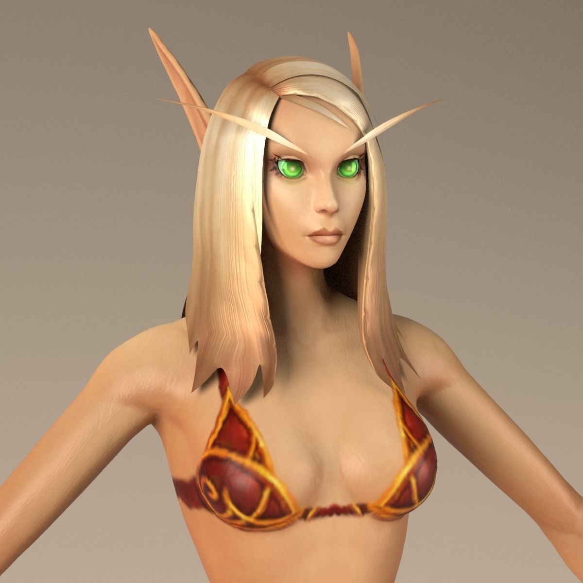 Bloodelf Female Full Rig and HumanIK Low-poly 3D model_7