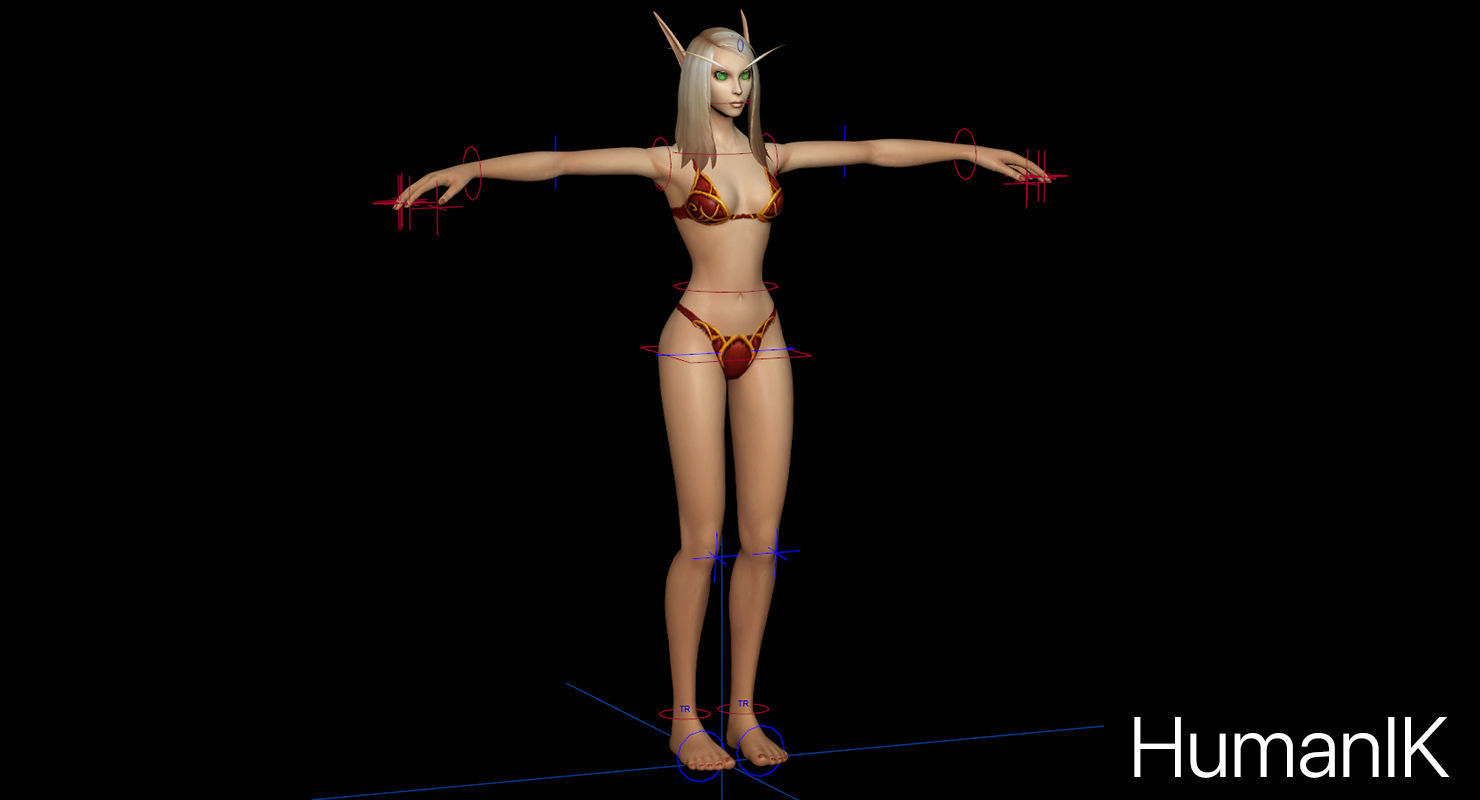 Bloodelf Female Full Rig and HumanIK Low-poly 3D model_16