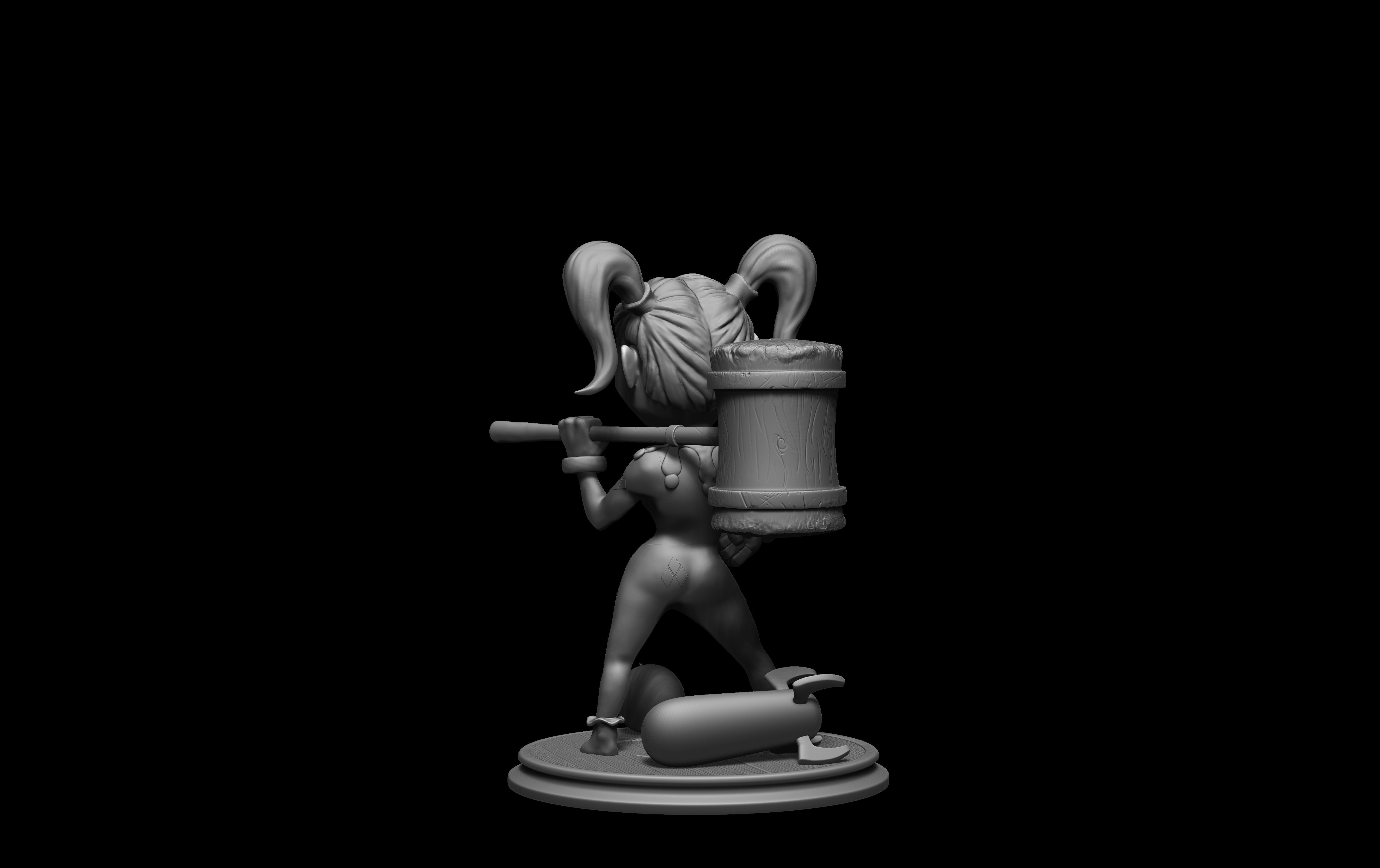 Harley Quinn with 2 HEADS - chibi STL for 3D Printing 3D print model_4