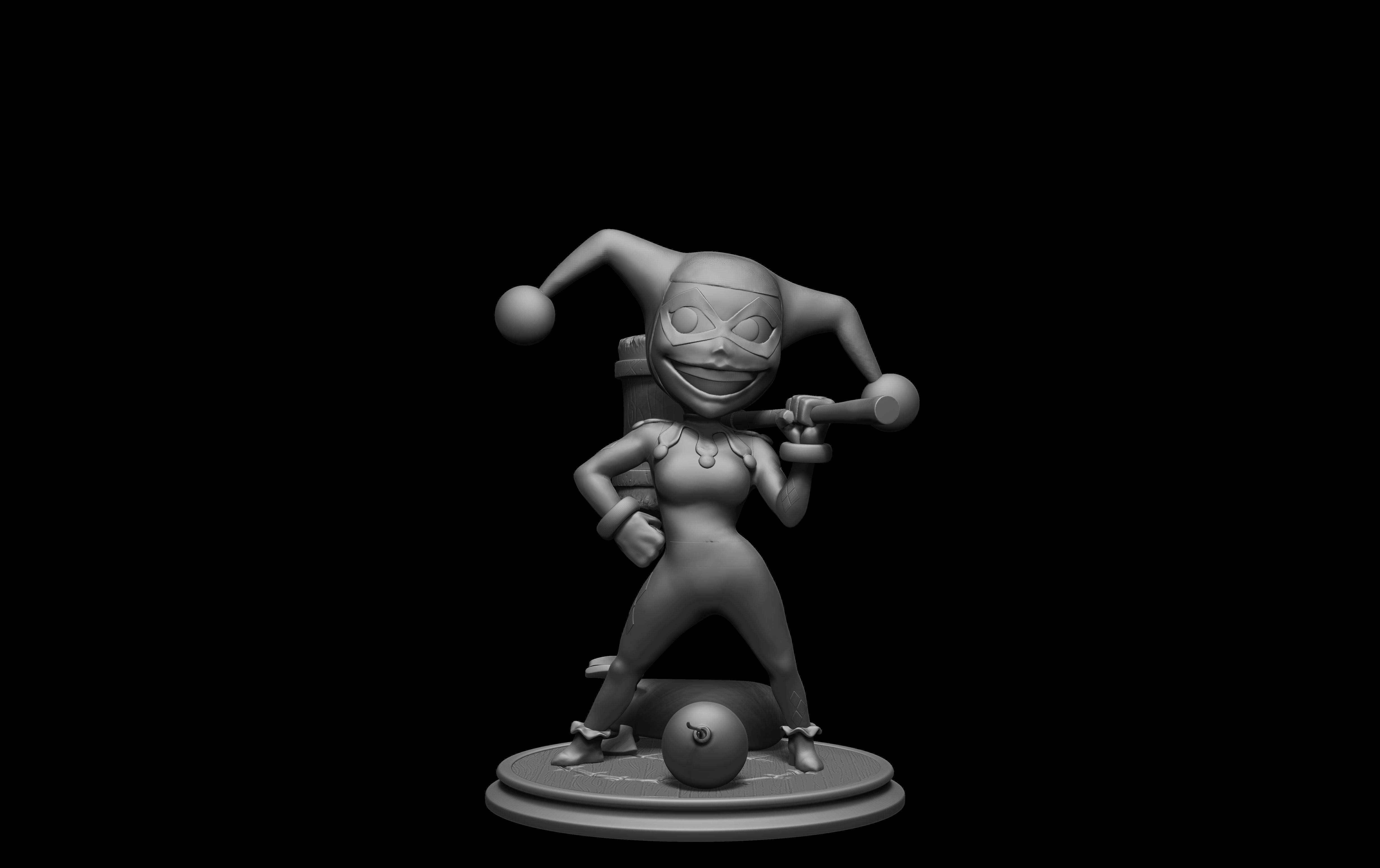 Harley Quinn with 2 HEADS - chibi STL for 3D Printing 3D print model_5