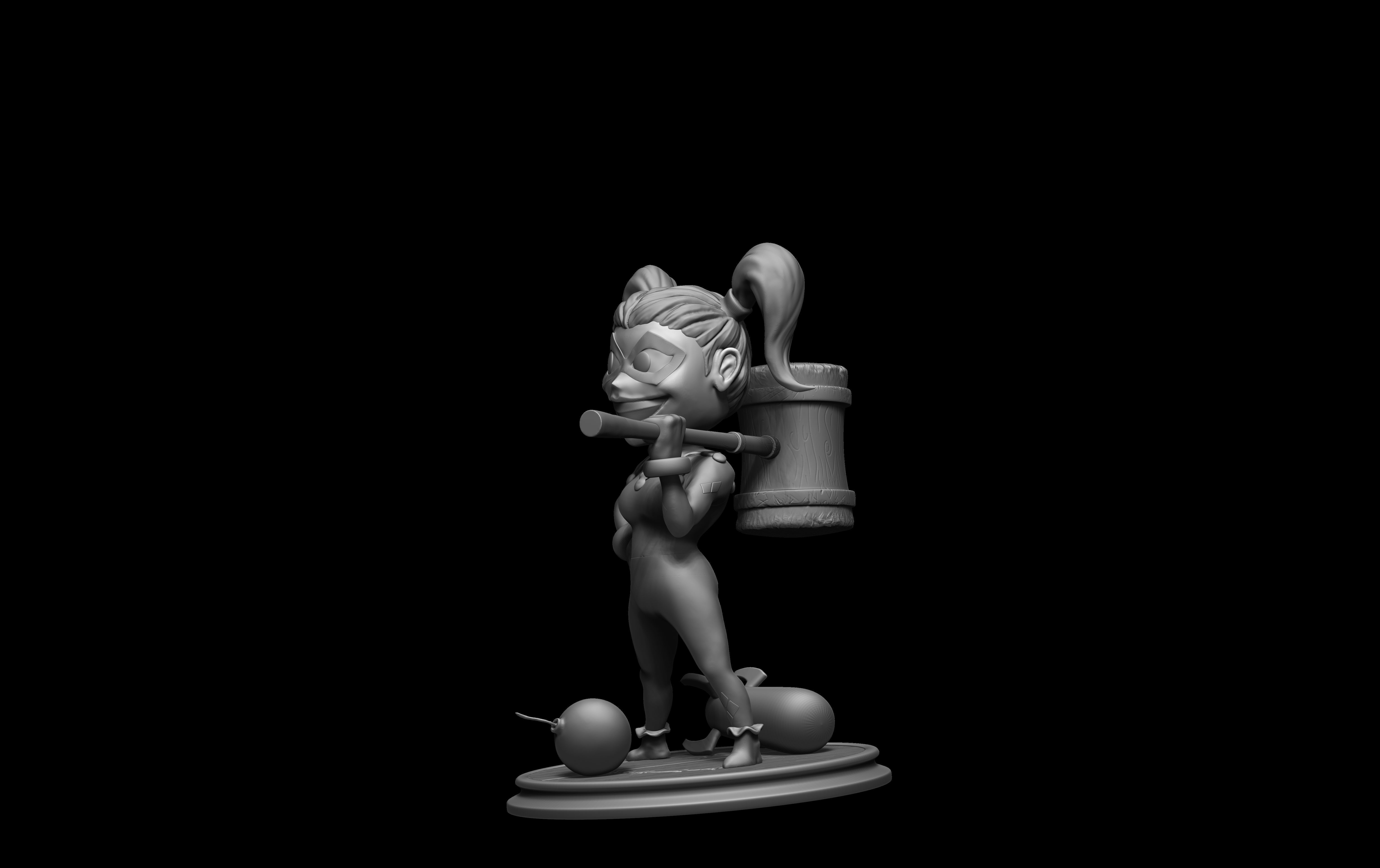 Harley Quinn with 2 HEADS - chibi STL for 3D Printing 3D print model_3