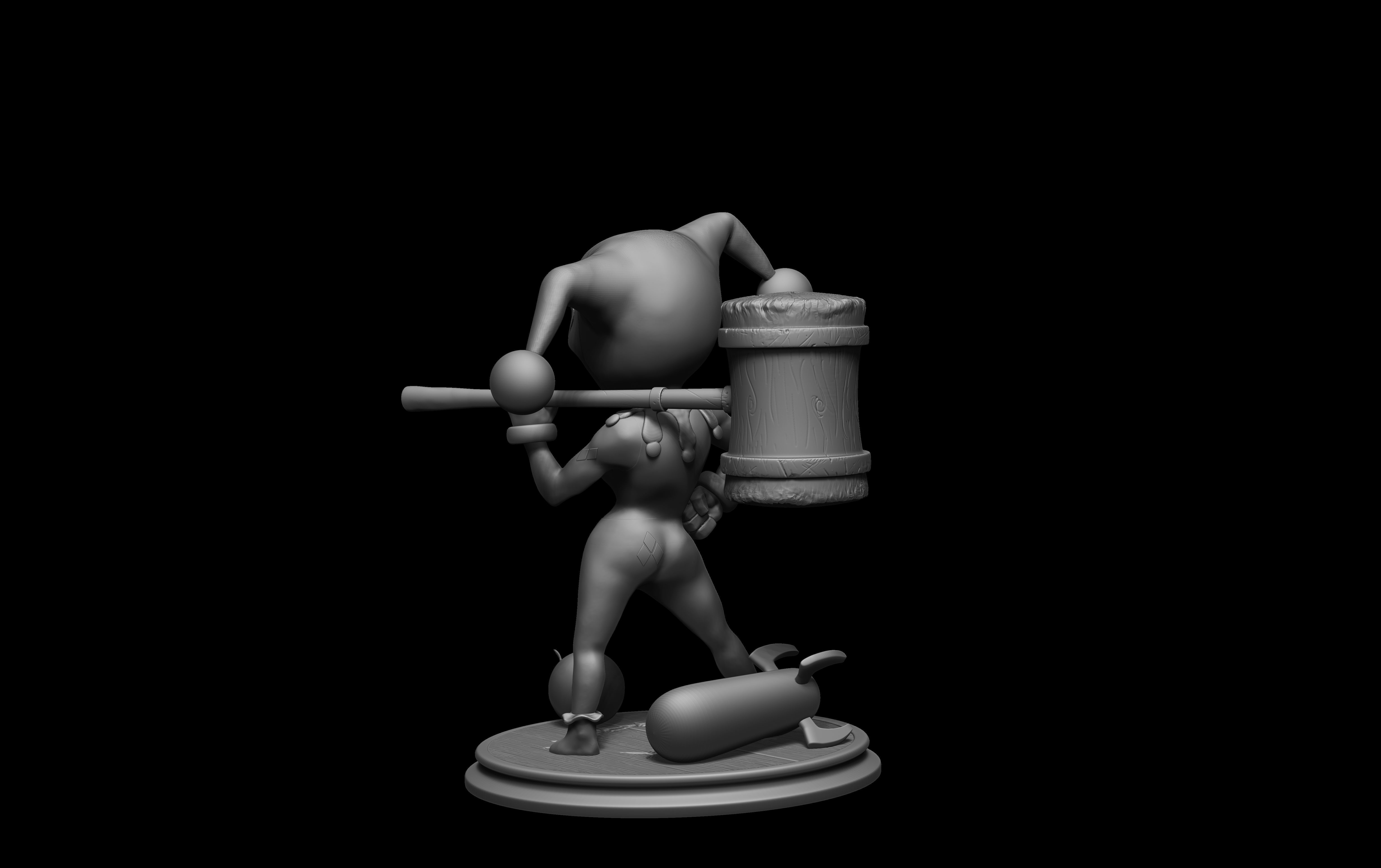 Harley Quinn with 2 HEADS - chibi STL for 3D Printing 3D print model_6