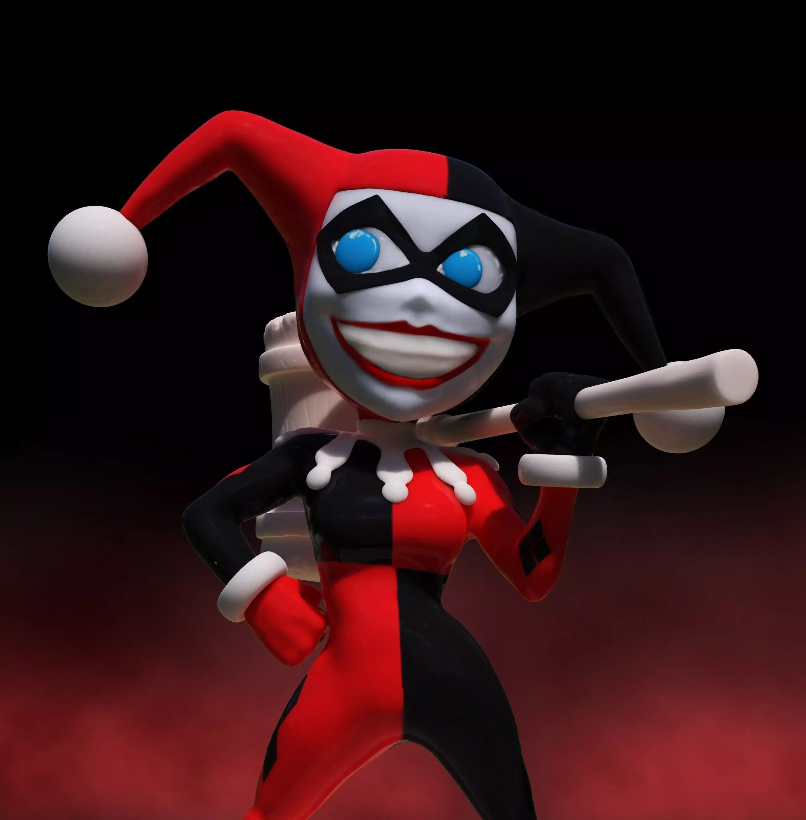 Harley Quinn with 2 HEADS - chibi STL for 3D Printing 3D print model_0
