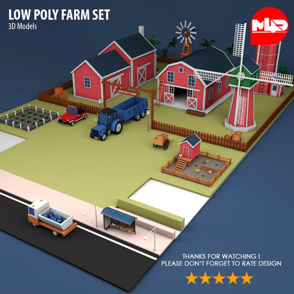 Low Poly Farm Set Low-poly 3D model_2