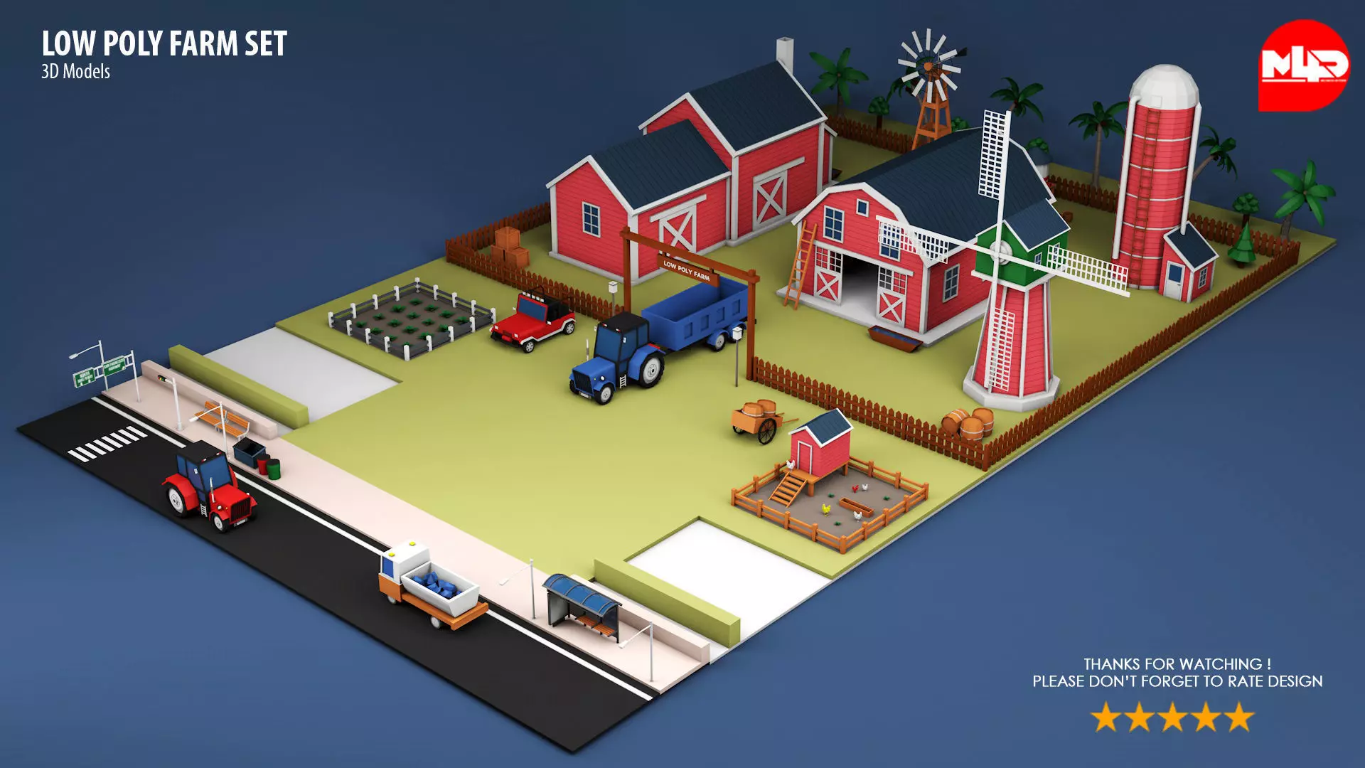 Low Poly Farm Set Low-poly 3D model_0