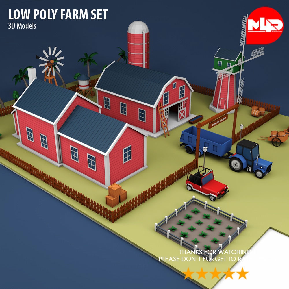 Low Poly Farm Set Low-poly 3D model_10
