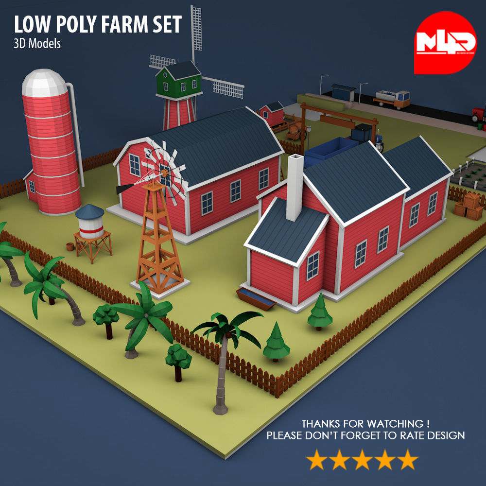 Low Poly Farm Set Low-poly 3D model_9
