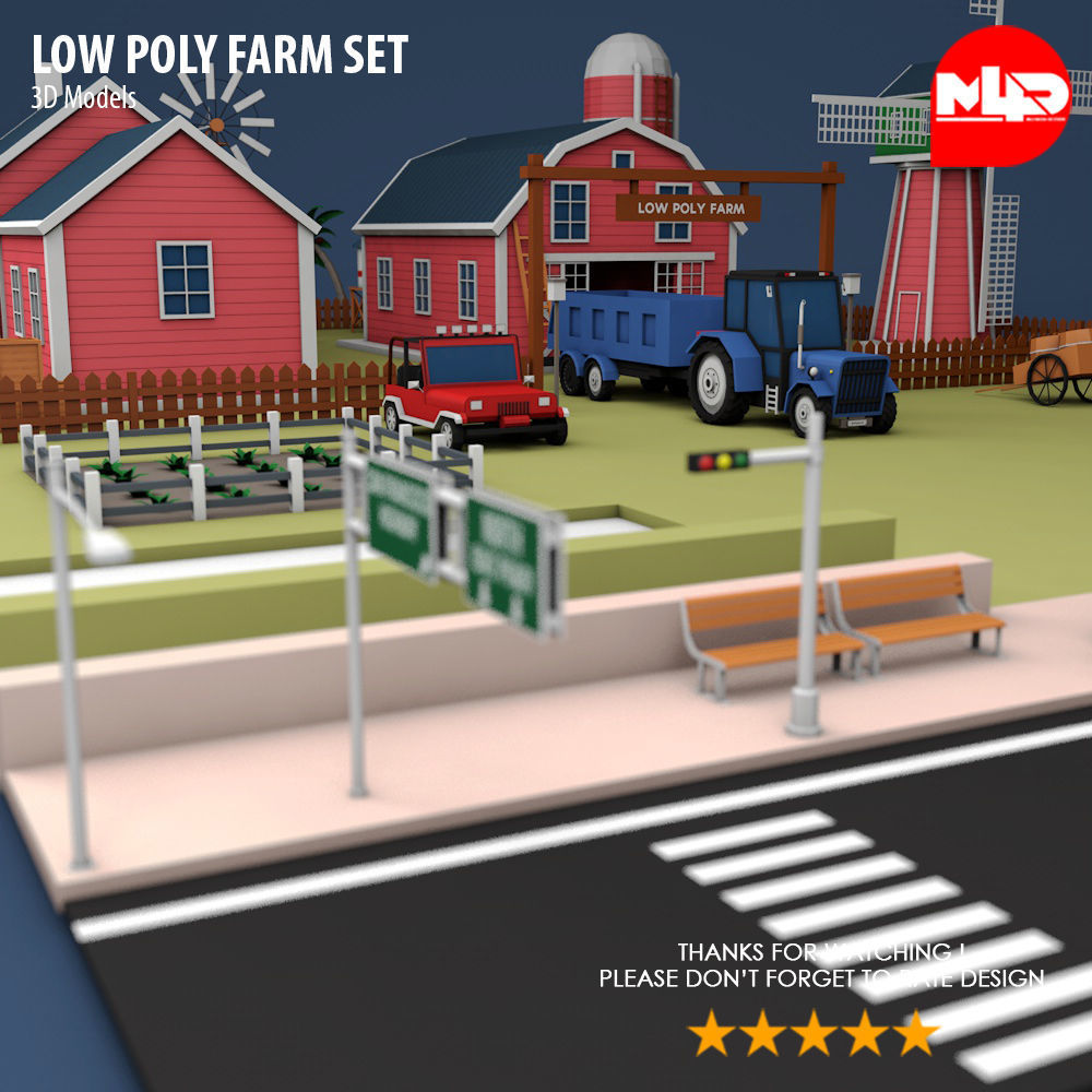Low Poly Farm Set Low-poly 3D model_6