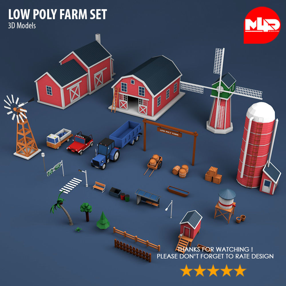 Low Poly Farm Set Low-poly 3D model_3