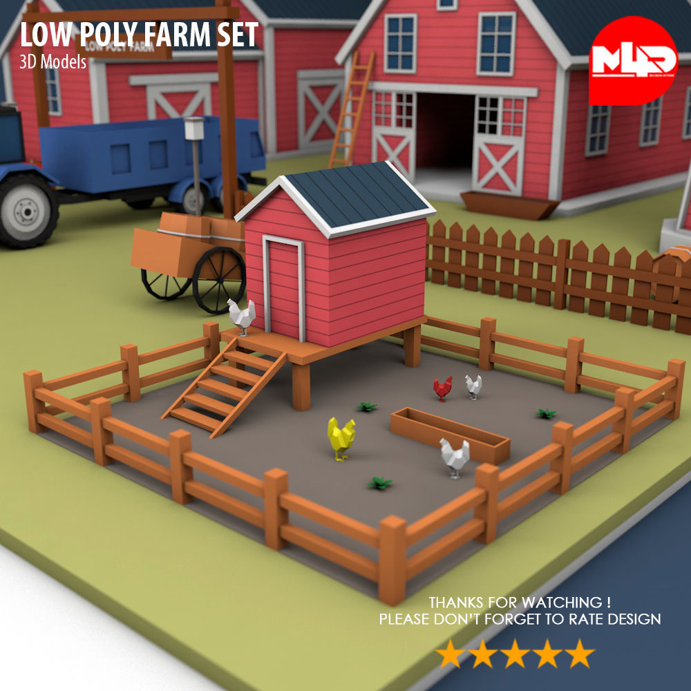 Low Poly Farm Set Low-poly 3D model_7