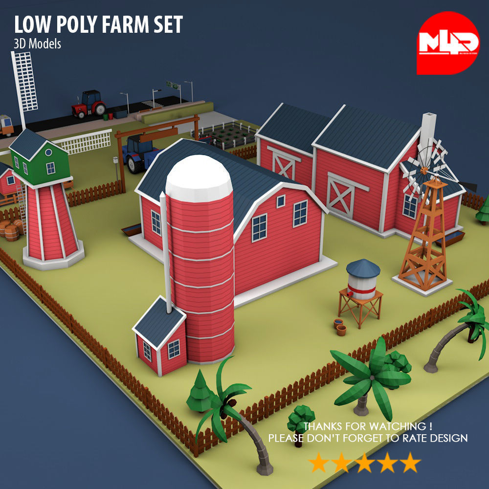 Low Poly Farm Set Low-poly 3D model_4