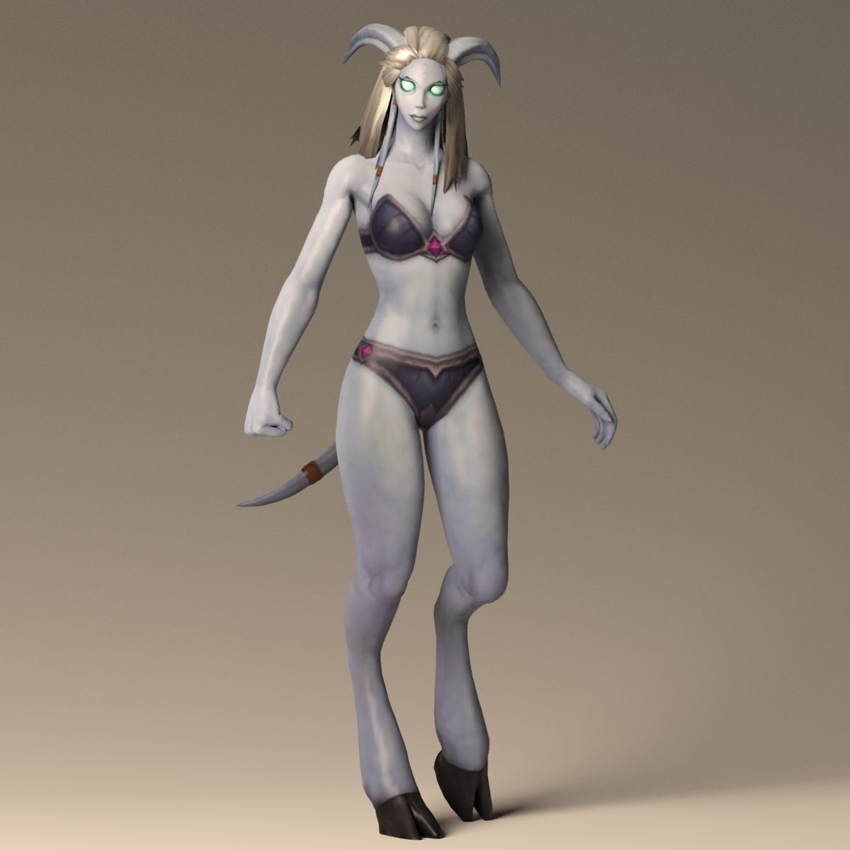 Draenei Female Full Rig and HumanIK Low-poly 3D model_3