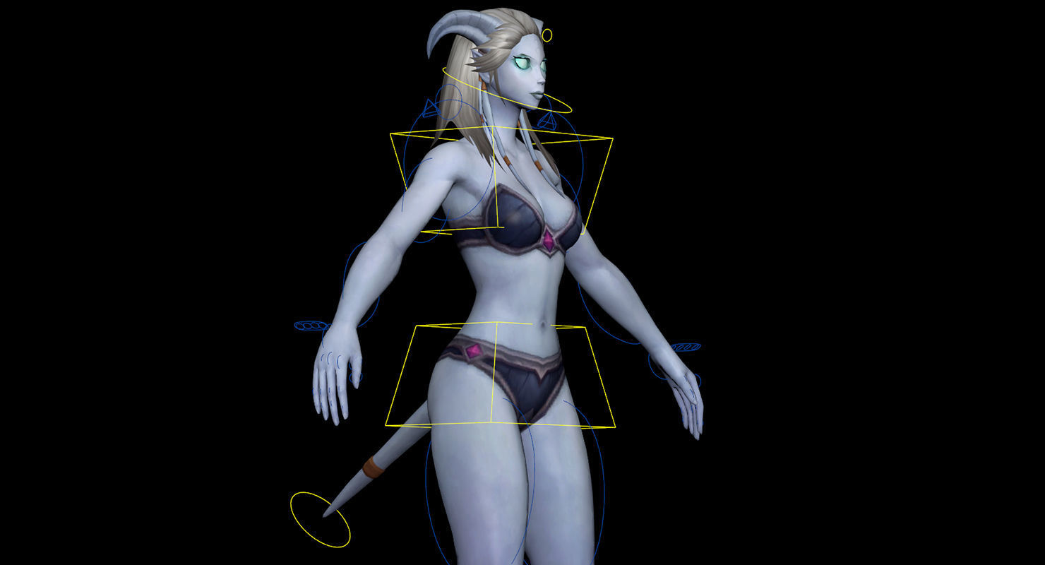 Draenei Female Full Rig and HumanIK Low-poly 3D model_15