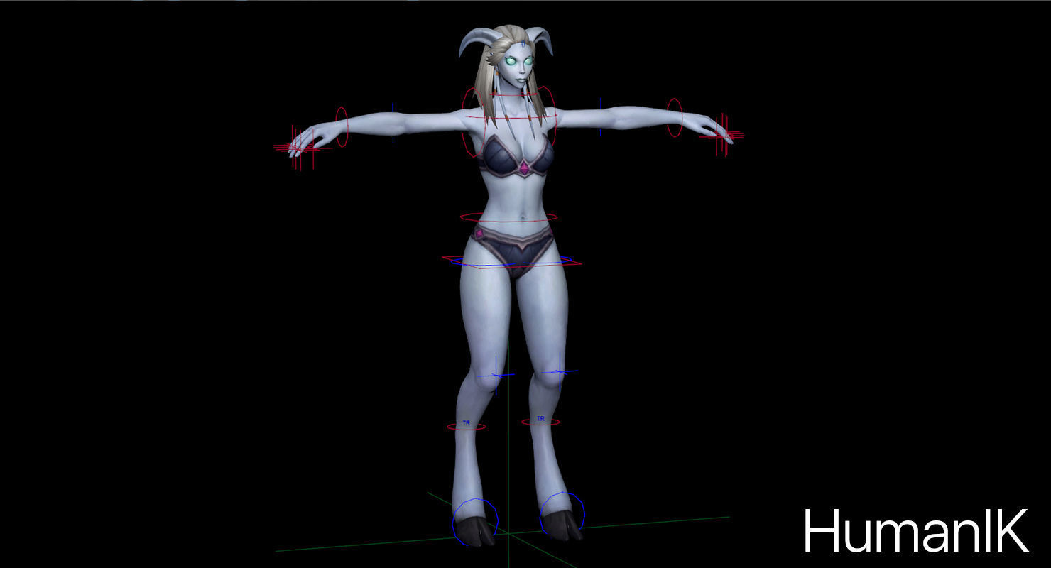 Draenei Female Full Rig and HumanIK Low-poly 3D model_16