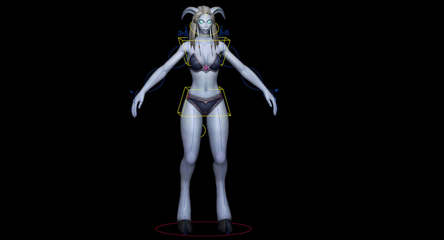 Draenei Female Full Rig and HumanIK Low-poly 3D model_14