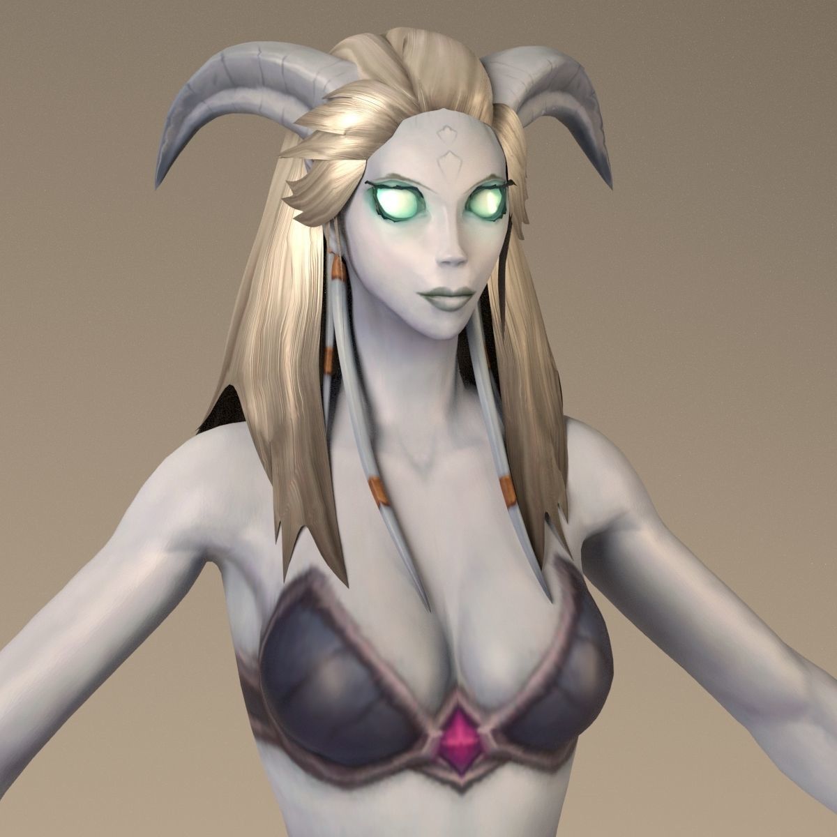 Draenei Female Full Rig and HumanIK Low-poly 3D model_7