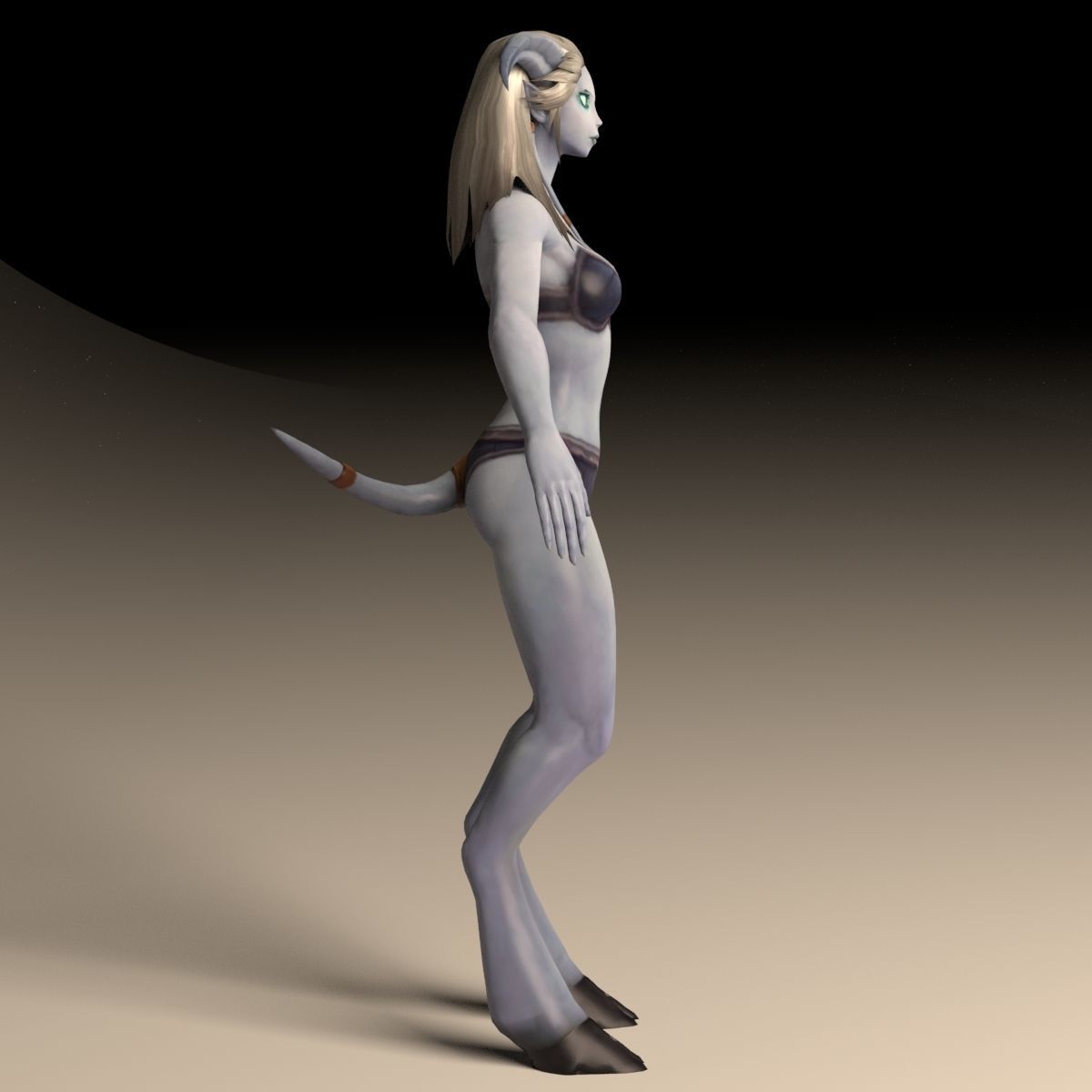 Draenei Female Full Rig and HumanIK Low-poly 3D model_5