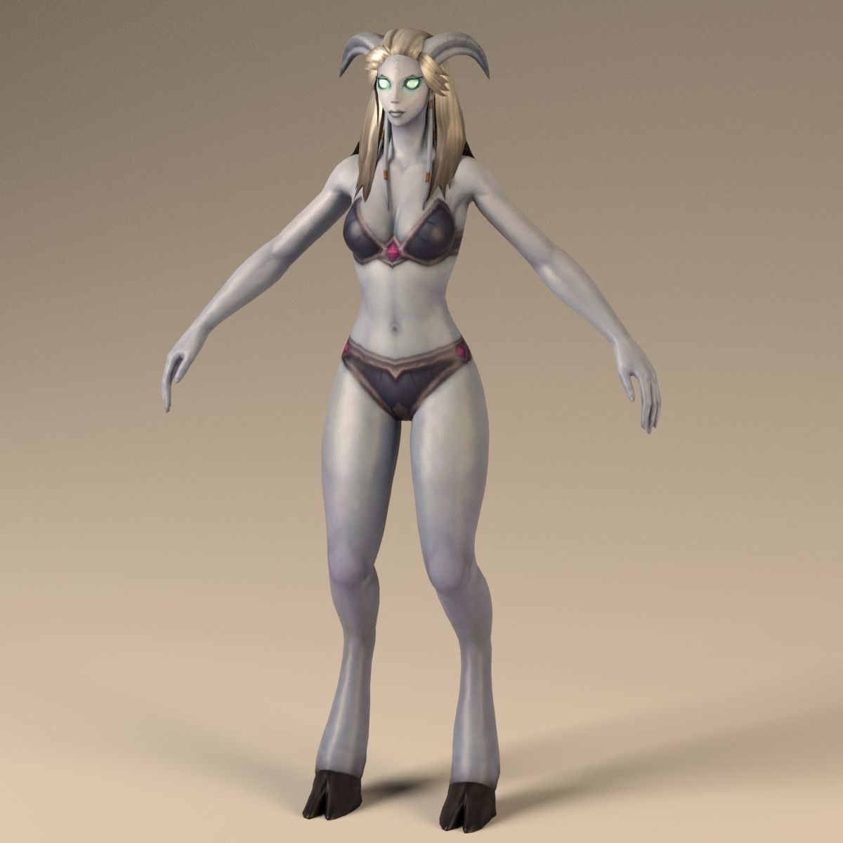 Draenei Female Full Rig and HumanIK Low-poly 3D model_1