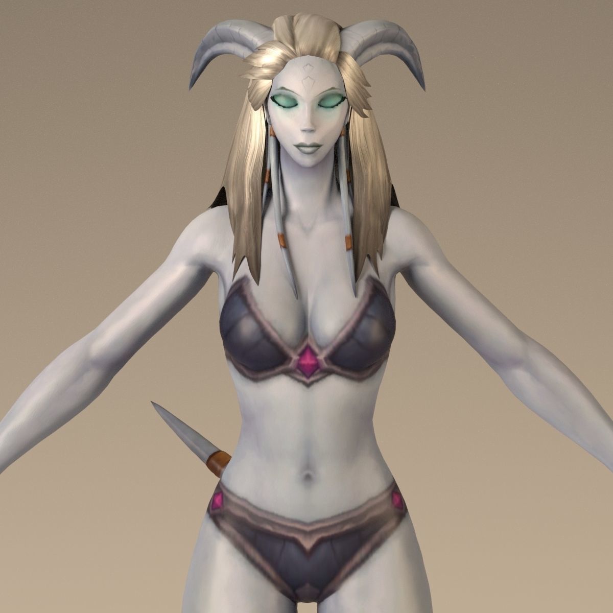 Draenei Female Full Rig and HumanIK Low-poly 3D model_6